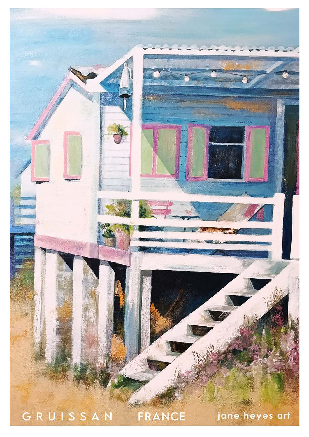 GRUISSAN PINK CHALET - Jane Heyes Artist - LEtoile dArt Narbonne France