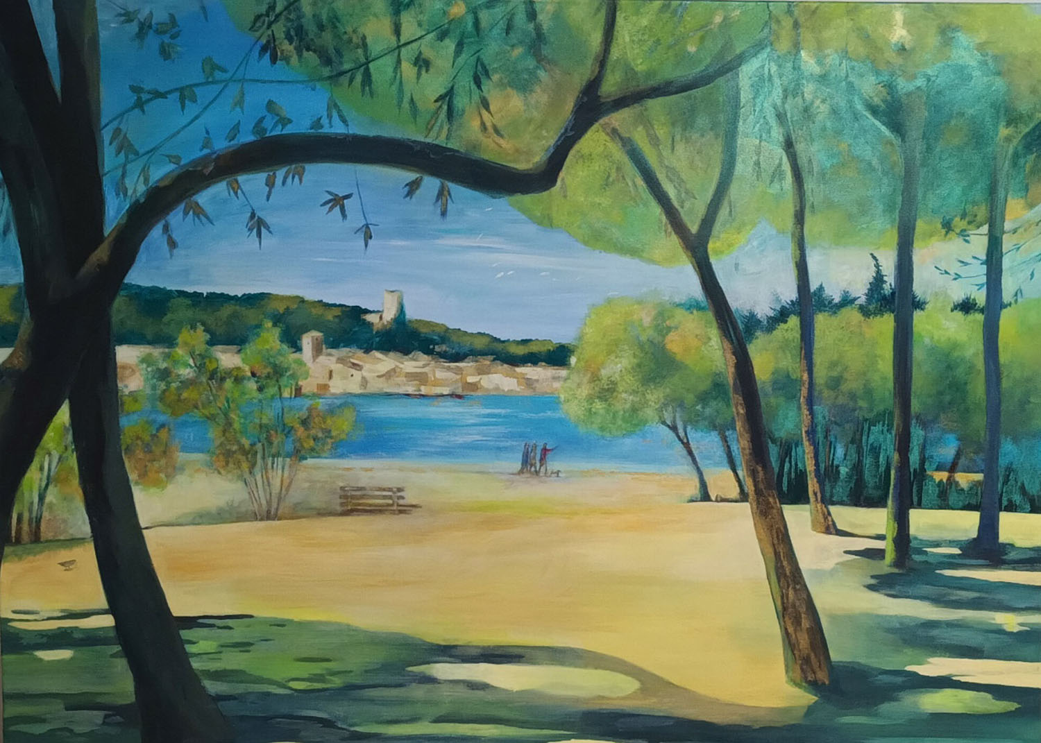 GRUISSSAN TREES PAINTING 130 X 100 - Jane Heyes Artist - LEtoile dArt Narbonne France