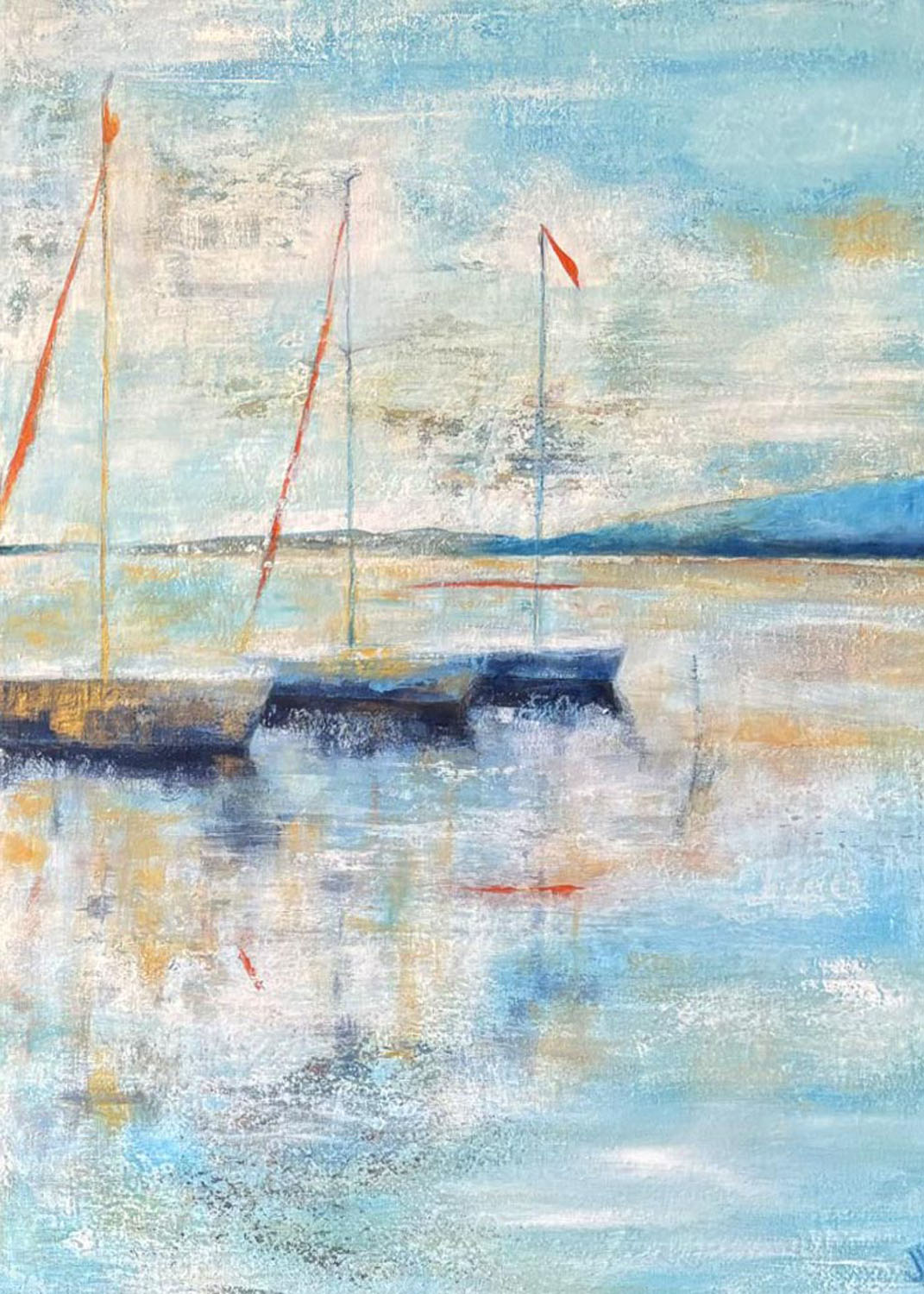 PEYRIAC 3 BOATS - Jane Heyes Artist - LEtoile dArt Narbonne France