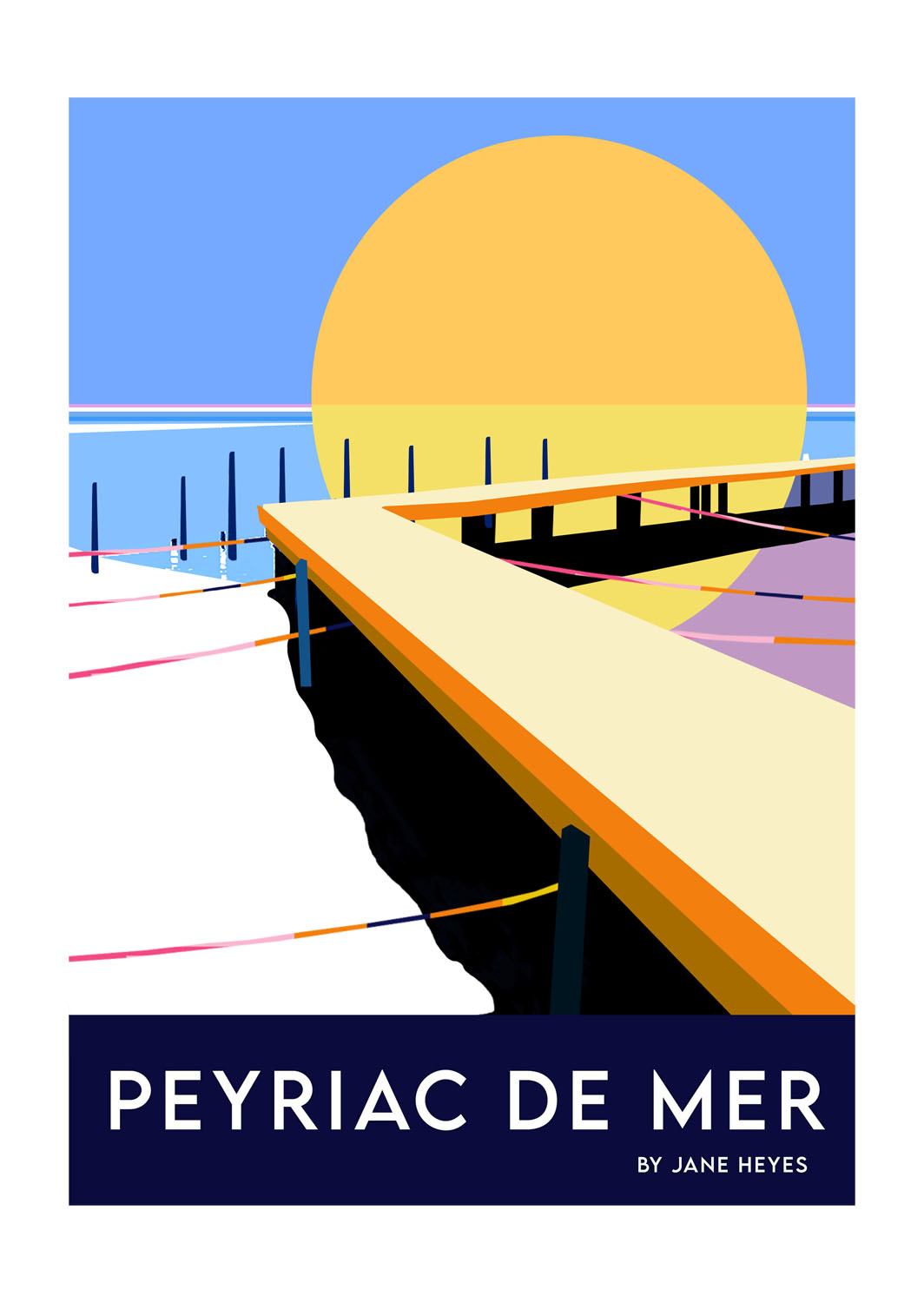 Peyriac de Mer Affiche Poster - Jane Heyes Artist - LEtoile dArt Narbonne France