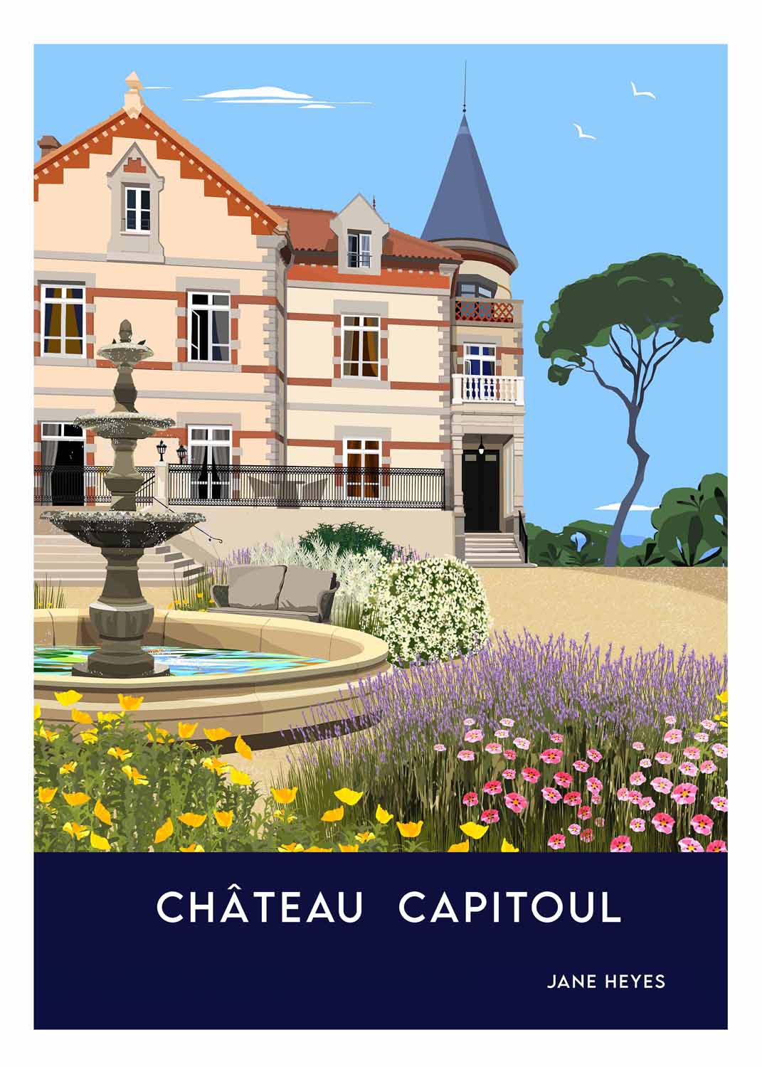Affiche Poster Narbonne 50 x 70 Chateau CAPITOUL Jane Heyes lEtoile dArt