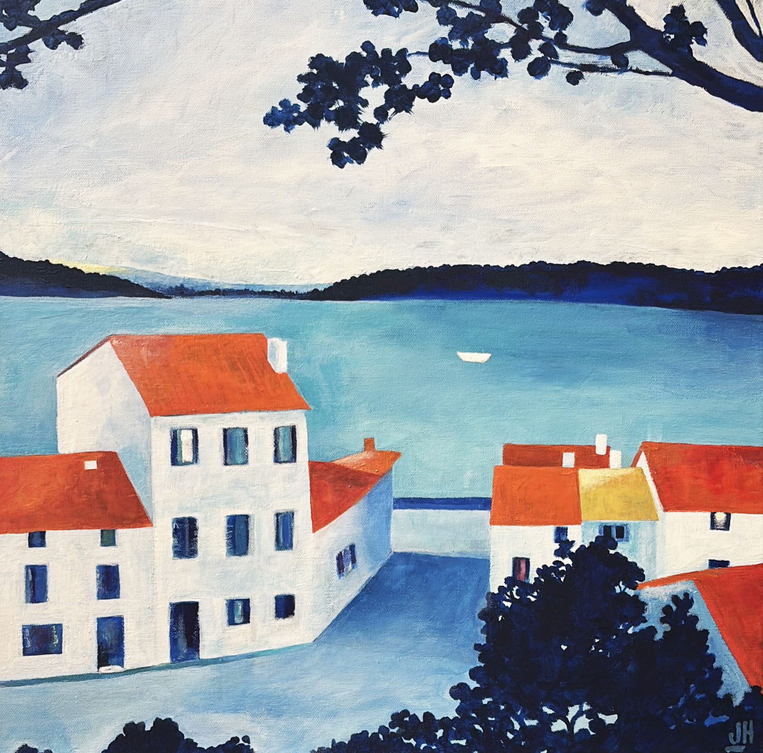 50x50 Petit Village Gruissan Jane Heyes Artist lEtoile dArt