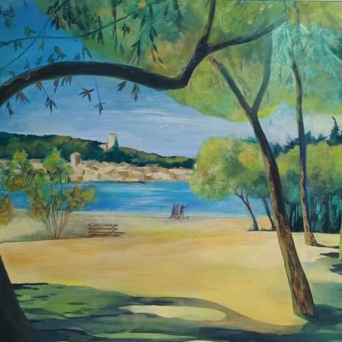 GRUISSSAN TREES PAINTING 130 X 100 - Jane Heyes Artist - LEtoile dArt Narbonne France