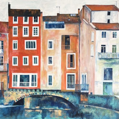 PONT DES MARCHANDS PAINTING 130 X 100 CM - Jane Heyes Artist - LEtoile dArt Narbonne France